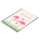 キュートピンクフラミンゴスイラストレーション ノートブック (左側)