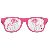 キュートピンクフラミンゴスイラストレーション レトロサングラス (正面)