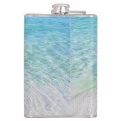 キュートピンクフラミンゴトロピカルサンディビーチおもしろい名 フラスク (裏面)