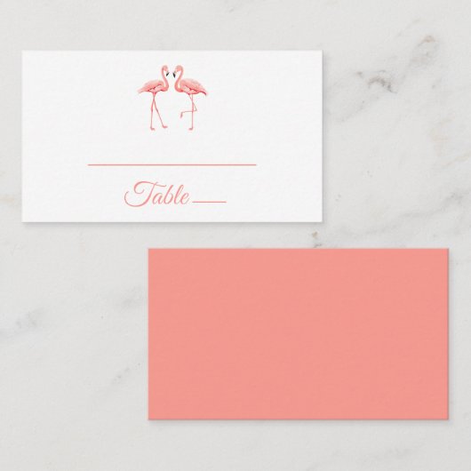 キュートピンクフラミンゴトロピカル結婚ブライダルシャワー プレイスカード (正面/裏面)