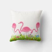キュートピンクフラミンゴ春の花 クッション (裏面)