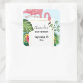 キュートピンクフラミンゴ熱帯テーマ保存日 スクエアシール (バッグ)