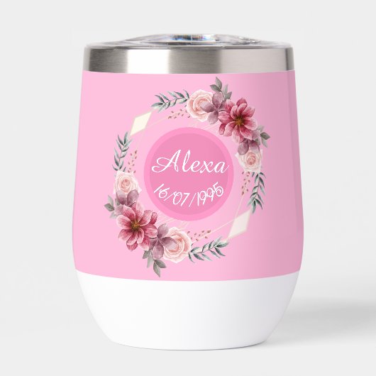 キュートピンクフラワーリース誕生日 (正面)