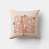 キュートピンクフローラガールパワーモノグラムイニシャル クッション (裏面)