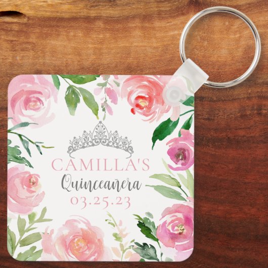 キュートピンクフローラキンセアニラシルバーティアラカスタム キーホルダー (裏面)