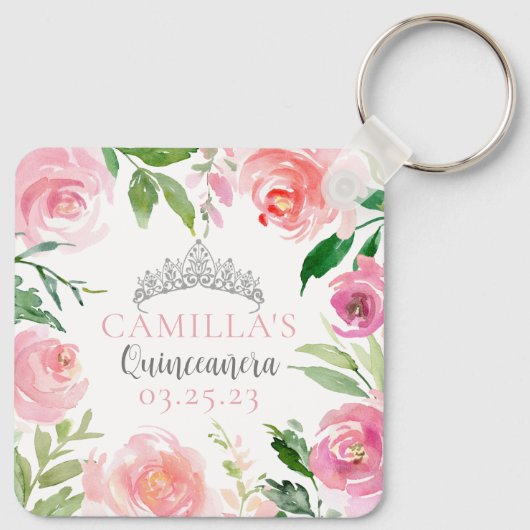 キュートピンクフローラキンセアニラシルバーティアラカスタム キーホルダー (裏面)