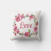 キュートピンクフローラバラ水玉模様ベビー子供部屋 クッション (正面)