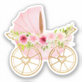 キュートピンクフローラベビーベビーカー シール (正面)