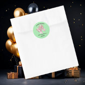 キュートピンクフローラボウガール誕生日 ラウンドシール