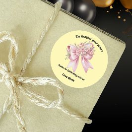 キュートピンクフローラボウガール誕生日 ラウンドシール