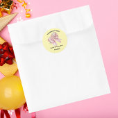 キュートピンクフローラボウガール誕生日 ラウンドシール