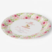 キュートピンクフローラポニー回転木馬 ペーパープレート (アングル)