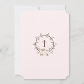 キュートピンクフローラリースクロスバプテスマ《キリスト教》洗礼式や命名式 招待状 (裏面)