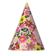 キュートピンクフローラ1年ガール誕生日 パーティーハット (左)