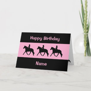 キュートピンクブラックポニートロッティングシルエット誕生日 カード