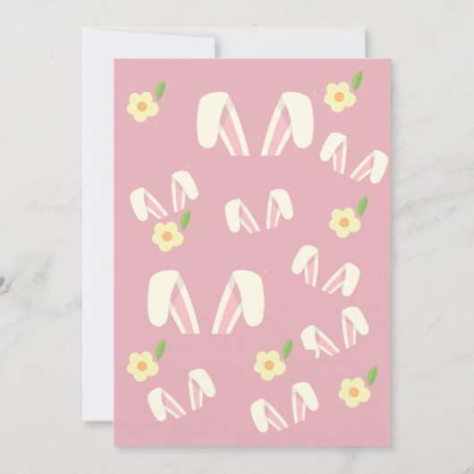 キュートピンクブルー春バニーイースターエッグ狩り 招待状 (裏面)