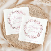 キュートピンクプッシウィローハッピーイースター スタンダードカクテルナプキン