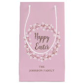 キュートピンクプッシウィローハッピーイースター スモールペーパーバッグ (正面)