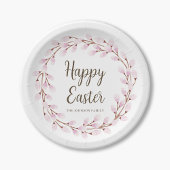 キュートピンクプッシウィローハッピーイースター ペーパープレート
