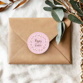 キュートピンクプッシウィローハッピーイースター ラウンドシール