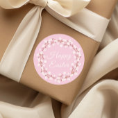 キュートピンクプッシウィローハッピーイースター ラウンドシール