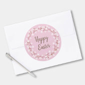 キュートピンクプッシウィローハッピーイースター ラウンドシール