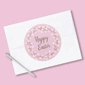 キュートピンクプッシウィローハッピーイースター ラウンドシール