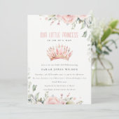 キュートピンクプリンセスクラウンティアラフローラベビーシャワー 招待状 (スタンド正面)