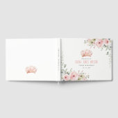 キュートピンクプリンセスクラウンティアラフローラ誕生日 ゲストブック (全面)