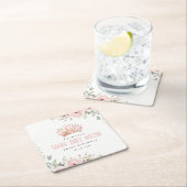 キュートピンクプリンセスクラウンティアラフローラ誕生日 スクエアペーパーコースター (インサイチュ)