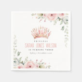 キュートピンクプリンセスクラウンティアラフローラ誕生日 スタンダードカクテルナプキン (正面)