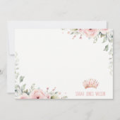 キュートピンクプリンセスクラウンティアラフローラ誕生日 ノートカード (正面)