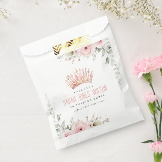 キュートピンクプリンセスクラウンティアラフローラ誕生日 フェイバーバッグ (封をした状態)