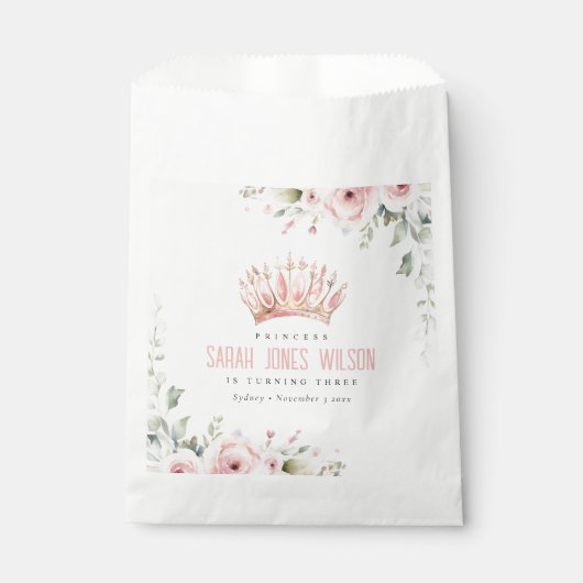 キュートピンクプリンセスクラウンティアラフローラ誕生日 フェイバーバッグ (正面)