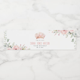 キュートピンクプリンセスクラウンティアラフローラ誕生日 ペットボトルラベル