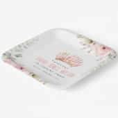 キュートピンクプリンセスクラウンティアラフローラ誕生日 ペーパープレート (傾斜あり)