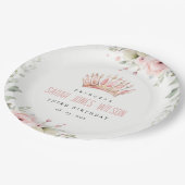 キュートピンクプリンセスクラウンティアラフローラ誕生日 ペーパープレート (アングル)