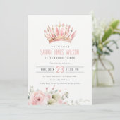 キュートピンクプリンセスクラウンティアラフローラ誕生日 招待状 (スタンド正面)