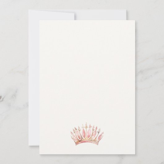 キュートピンクプリンセスクラウンティアラフローラ誕生日 招待状 (裏面)