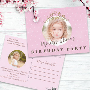 キュートピンクプリンセスティアラ誕生日お洒落おもしろい ポストカード