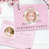 キュートピンクプリンセスティアラ誕生日お洒落おもしろい ポストカード