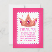 キュートピンクプリンセス誕生日フラットサンキューカード サンキューカード (正面)