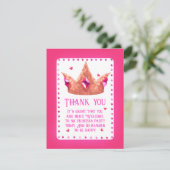 キュートピンクプリンセス誕生日フラットサンキューカード サンキューカード (スタンド正面)