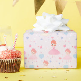 キュートピンクプリンセス誕生日 ラッピングペーパー