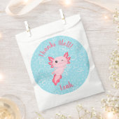 キュートピンクベビーアクソロトルバースデーパーティー フェイバーバッグ (クリップ留めされた状態)