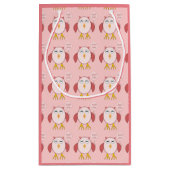 キュートピンクベビーガールフクロウカスタム抱き枕 スモールペーパーバッグ (裏面)