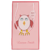 キュートピンクベビーガールフクロウカスタム抱き枕 スモールペーパーバッグ (正面)