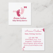 キュートピンクベビーシッタデイケア子供部屋 スクエア名刺 (正面/裏面)