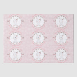 キュートピンクベビーバニーフローラリース パーソナライズされた 薄葉紙