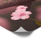 キュートピンクベビーバードオンツリーフローラアート子供部屋 ポスター (角)